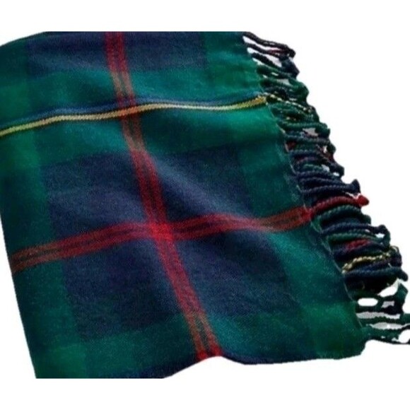 Ralph Lauren Langport Throw Blanket Green Multi Check Wool Linen  52x74" NOS - Picture 3 of 5